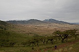 View from Ngorongo with a masai village in the background